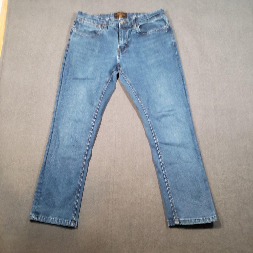 Copper & Oak Jeans Mens 32x30 Blue Slim Straight Premium Quality Denim